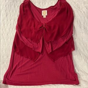 Anthropologie Deep Red Layered Blouse